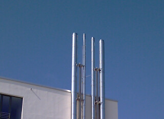 Dubbelwandige roestvrijstalen modulaire schoorsteen met inwendige afdichtingspakking, dubbele verbindingsklem en tussenisolatie van 30 mm steenwol 100 kg/m³