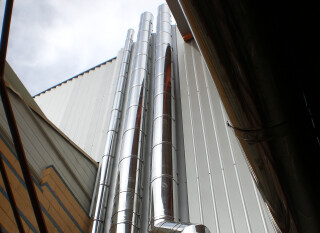 Dubbelwandig modulair kanaal van roestvrij staal met afdichtingspakking en 30 mm tussenisolatie van steenwol met hoge dichtheid